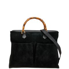 グッチ バンブー トートバッグ ショルダーバッグ 2WAY 002.2855.0322.0 ブラック スウェード レザー レディース GUCCI【1-0233087】