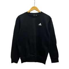 アディダス adidas トレーナー 長袖 クルーネック プリント コットン ED1585 黒 ブラック 白 ホワイト