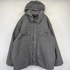 古着 ディッキーズ Dickies ワークジャケット ダック レイヤード 中綿 パーカー フルジップ ワンポイントロゴ 3XL  グレー系 メンズ