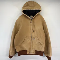 古着 カーハート Carhartt USA製 ワークジャケット アクティブジャケット ダック ワンポイントロゴ フルジップ M  ベージュ系 メンズ