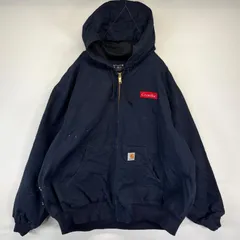 古着 カーハート Carhartt ワークジャケット アクティブジャケット ワンポイントロゴ メッシュライナー 大きいサイズ 3XL  ネイビー メンズ