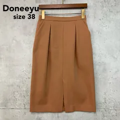 美品 Doneeyu ドニーユ タイト スカート ひざ丈 タック センターベント スリット ウエストゴム 背面ジップ ストレッチ 裏地あり U-2877 38 Mサイズ相当 ポリエステル ウール 混紡 日本製 オフィス カジュアル きれいめ 上品 ★ ◇■のサムネイル