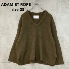 美品 ADAM ET ROPE アダムエロペ ウール 畦編み Vネック プルオーバー ニット セーター GAM-1595-B 38 Mサイズ相当 ウール100% リブ トップス 長袖 ゆったり オーバーサイズ 体型カバー ドロップショルダー ★ ◆■