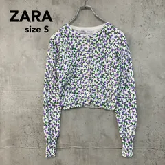 ZARA ザラ フラワージャガードニットカーディガン 花柄 クルーネック ホワイト ショート丈 クロップド丈 リブニット セーター 羽織り トップス 長袖 カジュアル フェミニン お出かけ おしゃれ 9598/060/603 インディテックス ★ ◆■