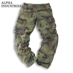 ALPHA INDUSTRIES アルファ ミリタリー★ カモフラ 迷彩 総柄 カーゴ パンツ Sz.L メンズ