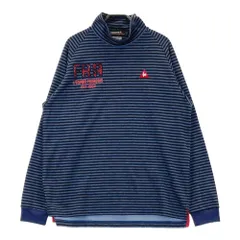 サイズ：L LE COQ GOLF ルコックゴルフ  ハイネック長袖Tシャツ ボーダー柄 ネイビー系 [240101616499] ゴルフウェア メンズ ストスト