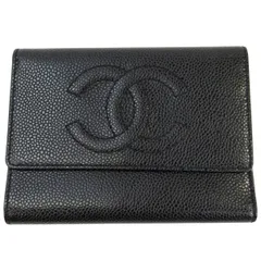 CHANEL シャネル ココマーク 三つ折り財布 キャビアスキン ブラック 管理番号：10916