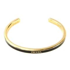PRADA プラダ ロゴ エナメル バングル ブレスレット Mサイズ ブラック 管理番号：10918
