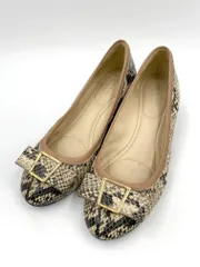 COLE HAAN コールハーン パイソン柄 ウェッジ パンプス ベージュ系 ■■レディース