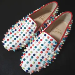 美品 Christian Louboutin クリスチャンルブタン ROLLING SPIKES スパイクスタッズ スリッポン 35 22cm相当 ホワイト マルチカラー レディース 古着 中古 USED