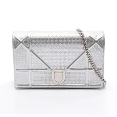 ディオール Dior ショルダーバッグ DIORAMA ディオラマ シルバー レザー ディオラマ チェーンウォレット レディース Used B