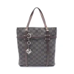 ロエベ LOEWE トートバッグ リピートアナグラム ダークブラウン PVCコーティングキャンバス レザー アナグラム トートバッグ レディース Used B