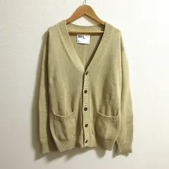 美品 MHL. エムエイチエル マーガレットハウエル Vネック コットンニット カーディガン サイズM ベージュ メンズ 古着 中古 USED