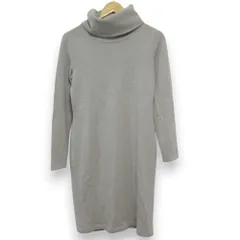 美品 RALPH LAUREN ラルフローレン ブラックレーベル ウール100％ タートルネック 長袖 ミモレ丈 ニットワンピース M グレー レディース 古着 中古 USED