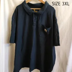 【3XL】海外古着　Carhartt　ポロシャツ　半袖　ネイビー　ゆったり　大きいサイズ