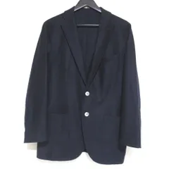 美品 LANVIN COLLECTION ランバンコレクション シェルボタン シングル テーラードジャケット サイズ48 ダークネイビー メンズ 古着 中古 USED