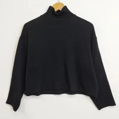 ZARA ザラ クロップド丈 ハイネック ニット セーター 長袖 短丈 オーバーサイズ モノトーン ブラック系 M B198