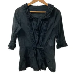 美品 PINK HOUSE ピンクハウス フリルレース ブラウス ブラック レディース 古着 中古 USED