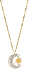 AREUM アクセサリー ネックレス メンズ レディース 月と太陽 ペンダント スター ファッション (コンビ,  中)