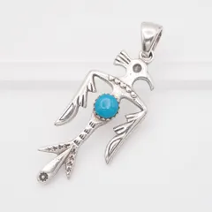 M483 ターコイズ トルコ石 ペンダント トップ サンダーバード デザイン シルバー チャーム ヘッド ヴィンテージ インディアンジュエリー