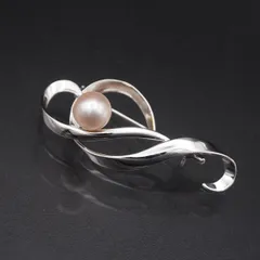 M506 本真珠 7.9mm珠 パール SILVER刻印 ブローチ デザイン シルバー コサージュ 6月誕生石