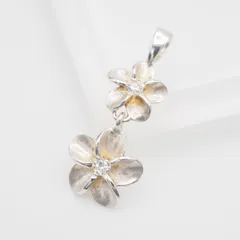 M514 ハワイアンジュエリー K 925刻印 ペンダント トップ プルメリア ダイヤモンド風 デザイン シルバー チャーム ヘッド