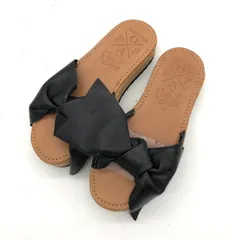 Masria escote サンダル 厚底 リボン 38 黒 スペイン製 新品