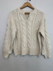INC N I アイボリー ケーブル編み ニット
