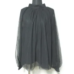美品 24AW GRACE CONTINENTAL グレースコンチネンタル チュールハイネックトップ カットソー 0124441057 サイズ38 ブラック レディース 古着 中古 USED