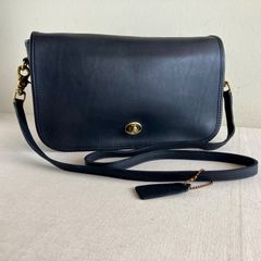 Vintage Coach Convertible Clutch Shoulder Bag Black Leather USA