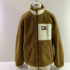 04w6111▽※【中古】TOMMY JEANS トミージーンズ トミーヒルフィガー リバーシブルシェルパジャケット ボアブルゾン L ブラウン×ライトベージュ メンズ 古着【八王子店】