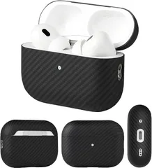 WORLD GADGETS AirPods Pro3 第3世代 専用 100%アラミド繊維製 保護ケース MagSafe対応 ワイヤレス充電可能 LEDライトが見える 対衝撃 (マットブラック,  第3世代AirPods Pro用)