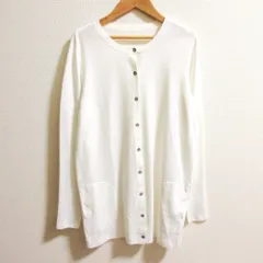 良品 FOXEY フォクシー クルーネック カーディガン 39617 サイズ38 ホワイト レディース 古着 中古 USED