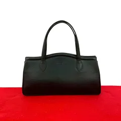 極 美品 YVES SAINT LAURENT イヴ・サンローラン ヴィンテージ YSL ロゴ エンボス レザー ハンドバッグ ミニ トートバッグ ブラック 25958