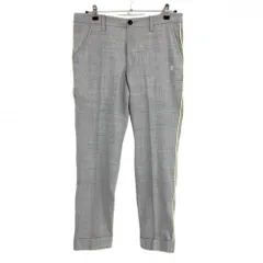 【美品】ラフアンドスウェル パンツ 杢グレー×蛍光イエロー サイドライン ウール混  メンズ L ゴルフウェア rough＆swell