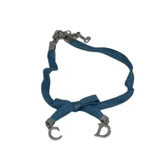 美品 Christian Dior クリスチャンディオール リボンチョーカー ブルー レディース 古着 中古 USED