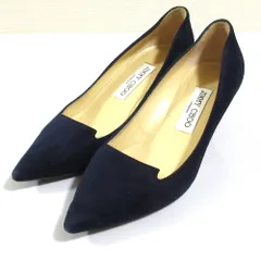 良品 JIMMY CHOO ジミーチュウ スエード ポインテッドトゥ パンプス 36 1/2 36.5 約23.5cm ネイビー  レディース 古着 中古 USED