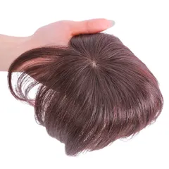 前髪あり 【日本人女性企画監修】 ナチュラル 自然 人毛100％ ボリュームアップ 白髪隠し 薄毛カバー 部分ウィッグ かつら ポイントウィッグ トップカバー Natillia レディース 女性 (赤みブラウン（旧名称：ダークブラウン）)