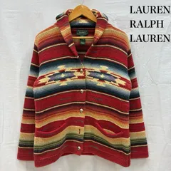 ローレンラルフローレン ネイティブ ボーダー ハンドニット ショールカラー コンチョボタン カーディガン レディース L ISItems【USED】【古着】【中古】50152202