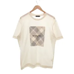 ブラックレーベルクレストブリッジ BLACK LABEL CRESTBRIDGE Tシャツ カットソー L 白 ホワイト グレー 半袖 チェック柄 ロゴプリント /NU ■GY60