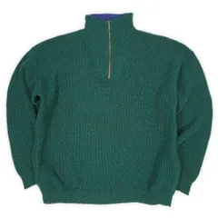 ALPS 90s 90年代 ハーフジップ ウールニット カラーネップ MADE IN USA アメリカ製 L.L.Bean エルエルビーン 同型 ヴィンテージ 古着 メンズ ニット セーター グリーン 緑 XL【中古】