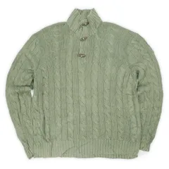 ポロラルフローレン POLO RALPH LAUREN 00s 2000年代 ケーブル編み シルクニット ハイネック トグル ハーフボタン 珍品 USA ヴィンテージ 古着 メンズ ニット・セーター ライトグリーン XL【中古】