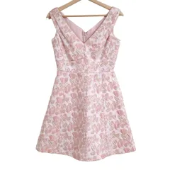 Kate spade(ケイトスペード) ワンピース サイズ0 XS レディース - ライトピンク×ゴールド×マルチ Vネック/ノースリーブ/ひざ丈/花柄/刺繍