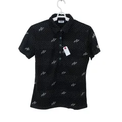 【美品】FILA GOLF(フィラゴルフ) ポロシャツ 黒白ドット柄 レディース L ゴルフウェア 2601-0058 中古