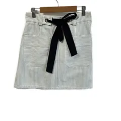 miumiu(ミュウミュウ) ミニスカート サイズ42 M レディース美品  - 白×ブルー ストライプ/ボーダー