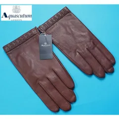 新品正規 Aquascutum アクアスキュータム 羊革レザー ステッチ装飾 手袋/グローブ 手囲い24cm(M)茶 AQ38073のサムネイル