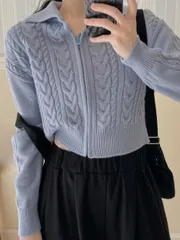 クロップドニット ジップアップニット 春ニット カジュアル