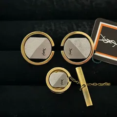 【美品】YVES SAINT LAURENT イヴサンローラン タイタックピン カフス セット ゴールドカラー　260209006