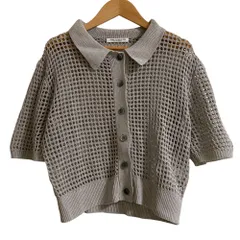 美品 24SS UNITED ARROWS ユナイテッドアローズ ビューティーアンドユース メッシュポロニット ショートスリーブカーディガン グレー レディース 古着 中古 USED
