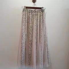 レオパード レイヤード チュールスカート